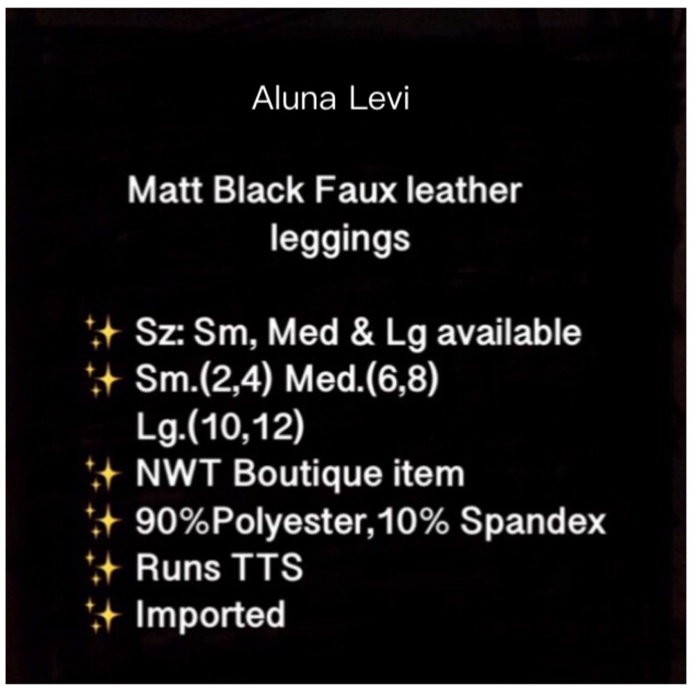 Black Matt Faux Leather Leggings NWT - Picture 8 of 8